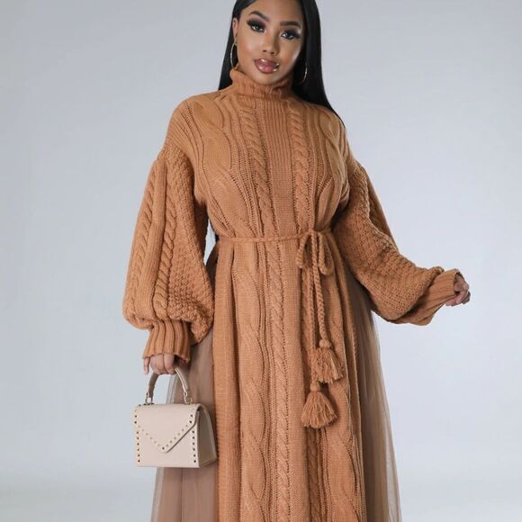 NWT Tulle Me A Secret Sweater 2PC Skirt Set - Tan - Picture 2 of 14